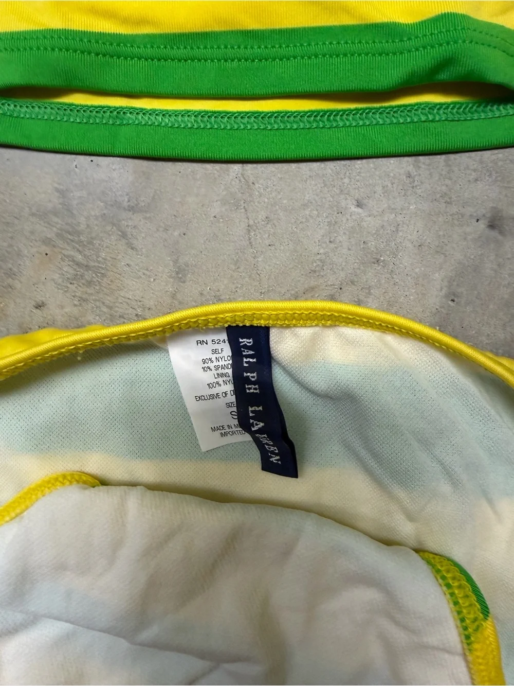 Ralph Lauren Yellow and Green Striped Tankini Bikini Set